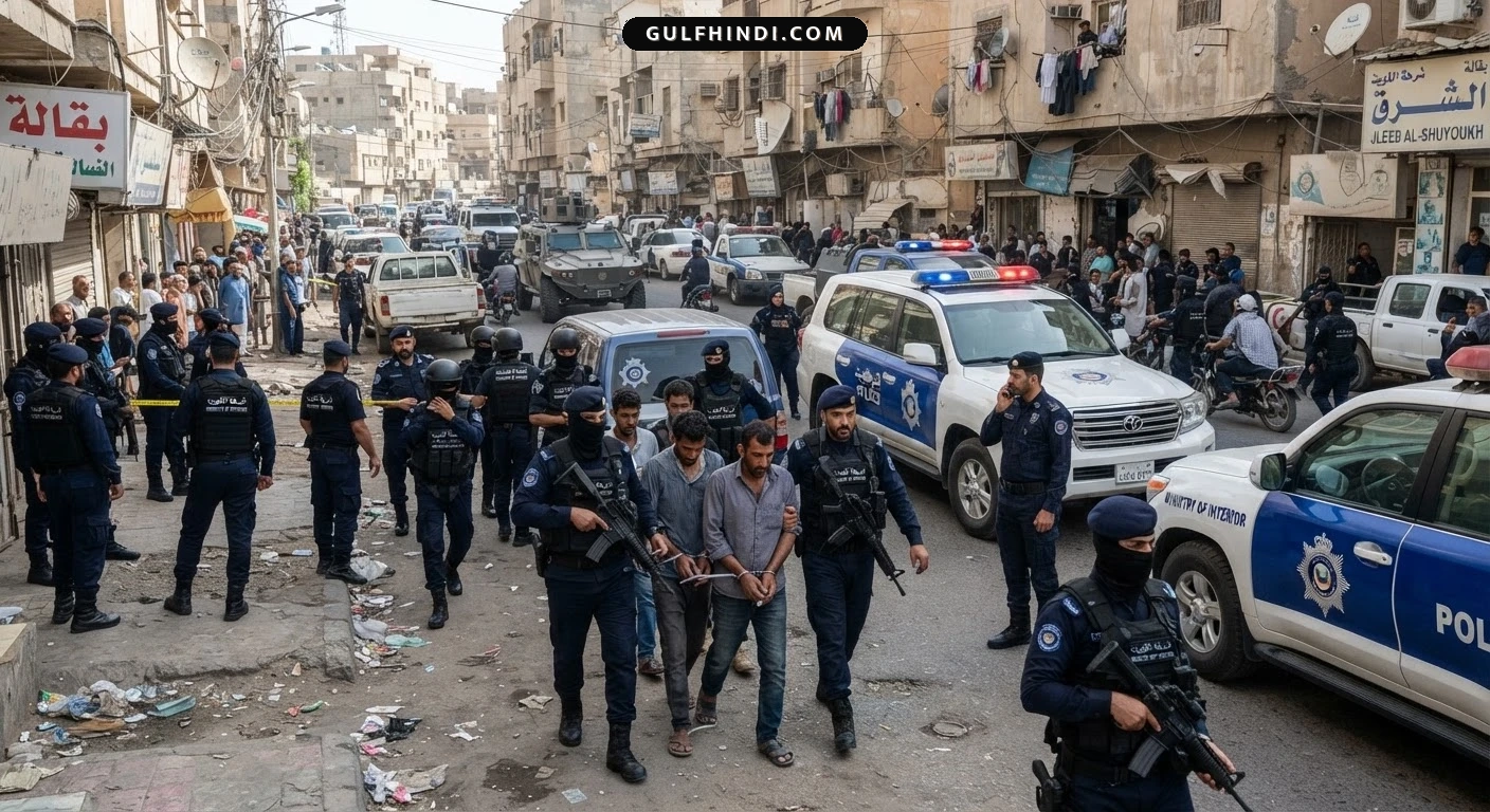 Kuwait का बड़ा एक्शन: Jleeb Al-Shuyoukh में सुरक्षा अभियान जारी, 1,253 लोग गिरफ्तार.